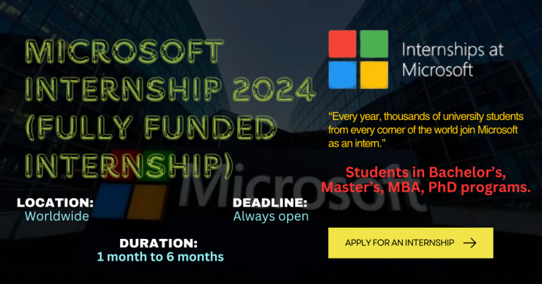 MICROSOFT INTERNSHIP 2024 (FULLY FUNDED)